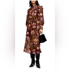 NWT Topshop Multicolor Floral Long Sleeve Dress
